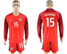 Wholesale Cheap USA #15 Beckerman Away Long Sleeves Soccer Country Jersey