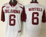Wholesale Cheap Men's Oklahoma Sooners #6 Baker Mayfield White 2016 College Football Nike Jersey