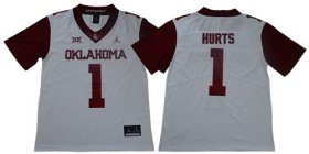 Wholesale Cheap Men\'s Oklahoma Sooners #1 Jalen Hurts White Jordan Brand Limited New XII Stitched College Jersey