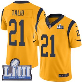 Wholesale Cheap Nike Rams #21 Aqib Talib Gold Super Bowl LIII Bound Youth Stitched NFL Limited Rush Jersey