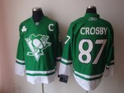 Wholesale Cheap Penguins #87 Sidney Crosby Stitched Green St Patty's Day NHL Jersey