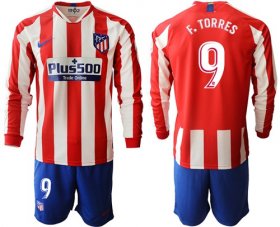 Wholesale Cheap Atletico Madrid #9 F.Torres Home Long Sleeves Soccer Club Jersey