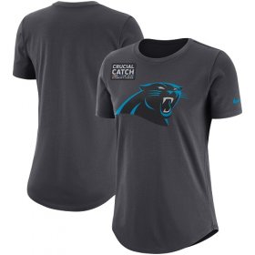 Wholesale Cheap NFL Women\'s Carolina Panthers Nike Anthracite Crucial Catch Tri-Blend Performance T-Shirt