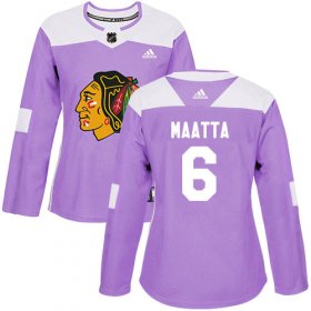 Wholesale Cheap Adidas Blackhawks #6 Olli Maatta Purple Authentic Fights Cancer Women\'s Stitched NHL Jersey