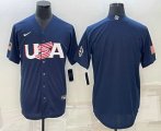 Cheap Men's USA Baseball Blank 2023 Navy World Baseball Classic Stitched Jersey