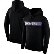 Wholesale Cheap Men's Baltimore Ravens Nike Black Sideline Team Performance Pullover Hoodie