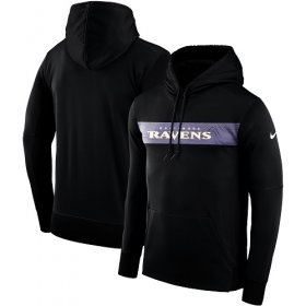 Wholesale Cheap Men\'s Baltimore Ravens Nike Black Sideline Team Performance Pullover Hoodie