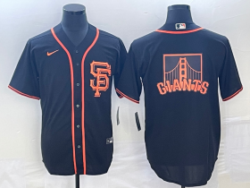 Cheap Men\'s San Francisco Giants Black Team Big Logo Cool Base Stitched Baseball Jersey
