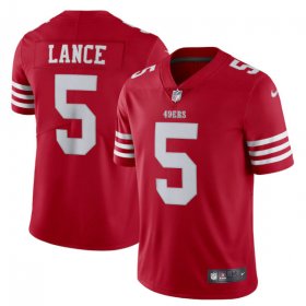 Wholesale Cheap Men\'s San Francisco 49ers #5 Trey Lance 2022 New Scarlet Vapor Untouchable Limited Stitched Football Jersey