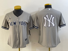 Wholesale Cheap Women\'s New York Yankees Blank Gray Stitched MLB Cool Base Nike Jersey1