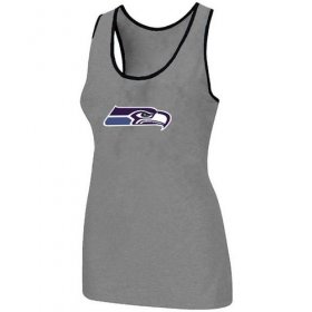 Wholesale Cheap Women\'s Nike Seattle Seahawks Big Logo Tri-Blend Racerback Stretch Tank Top Light Grey