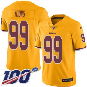Wholesale Cheap Nike Redskins #99 Chase Young Gold Youth Stitched NFL Limited Rush 100th Season Jersey