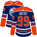 Wholesale Cheap Adidas Oilers #99 Wayne Gretzky Royal Alternate Authentic Women's Stitched NHL Jersey