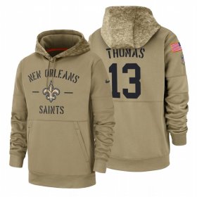 Wholesale Cheap New Orleans Saints #13 Michael Thomas Nike Tan 2019 Salute To Service Name & Number Sideline Therma Pullover Hoodie