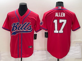 Wholesale Cheap Men\'s Buffalo Bills #17 Josh Allen Red Stitched Cool Base Nike Baseball Jersey