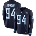 Wholesale Cheap Nike Titans #94 Austin Johnson Navy Blue Team Color Men's Stitched NFL Limited Therma Long Sleeve Jersey