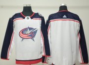 Wholesale Cheap Adidas Blue Jackets Blank White Road Authentic Stitched NHL Jersey