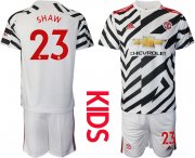 Wholesale Cheap Youth 2020-2021 club Manchester united away 23 white Soccer Jerseys