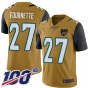 Wholesale Cheap Nike Jaguars #27 Leonard Fournette Gold Men's Stitched NFL Limited Rush 100th Season Jersey