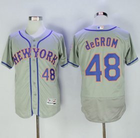 Wholesale Cheap Mets #48 Jacob DeGrom Grey Flexbase Authentic Collection Stitched MLB Jersey