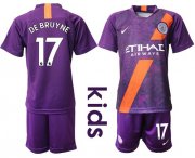 Wholesale Cheap Manchester City #17 De Bruyne Third Kid Soccer Club Jersey