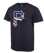 Wholesale Cheap Men's Pittsburgh Pirates USA Flag Fashion T-Shirt Navy Blue