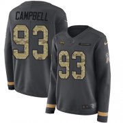 Wholesale Cheap Nike Jaguars #93 Calais Campbell Anthracite Salute to Service Women's Stitched NFL Limited Therma Long Sleeve Jersey