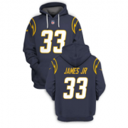Wholesale Cheap Men's Los Angeles Chargers #33 Derwin James JR Navy 2021 Pullover Hoodie