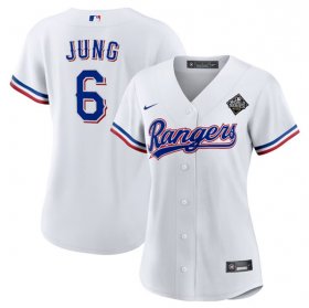 Women\'s Texas Rangers #6 Josh Jung White 2023 World Series Stitched Baseball Jersey(Run Small)