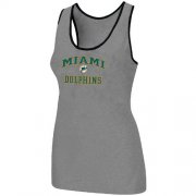 Wholesale Cheap Women's Nike Miami Dolphins Heart & Soul Tri-Blend Racerback Stretch Tank Top Light Grey