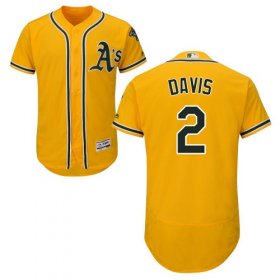 Wholesale Cheap Athletics #2 Khris Davis Gold Flexbase Authentic Collection Stitched MLB Jersey