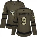 Wholesale Cheap Adidas Predators #9 Filip Forsberg Green Salute to Service Women's Stitched NHL Jersey