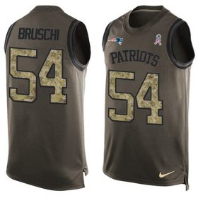 Wholesale Cheap Nike Patriots #54 Tedy Bruschi Green Men\'s Stitched NFL Limited Salute To Service Tank Top Jersey