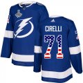 Cheap Adidas Lightning #71 Anthony Cirelli Blue Home Authentic USA Flag Youth 2020 Stanley Cup Champions Stitched NHL Jersey