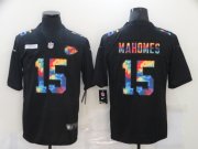 Wholesale Cheap Men's Kansas City Chiefs #15 Patrick Mahomes Multi-Color Black 2020 NFL Crucial Catch Vapor Untouchable Nike Limited Jersey