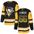 Wholesale Cheap Adidas Penguins #66 Mario Lemieux Black Home Authentic Drift Fashion Stitched NHL Jersey