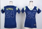 Wholesale Cheap Nike Seahawks #24 Marshawn Lynch Steel Blue Women's Stitched NFL Elite Draft Him Shimmer Jersey