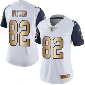 Wholesale Cheap Nike Cowboys #82 Jason Witten White Women\'s Stitched NFL Limited Gold Rush Jersey