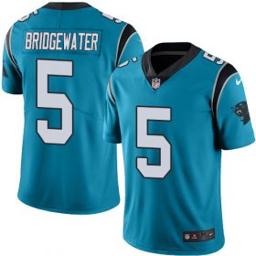 Wholesale Cheap Nike Panthers #5 Teddy Bridgewater Blue Men\'s Stitched NFL Limited Rush Jersey