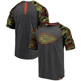 Wholesale Cheap Kansas City Chiefs Pro Line by Fanatics Branded College Heathered Gray/Camo T-Shirt