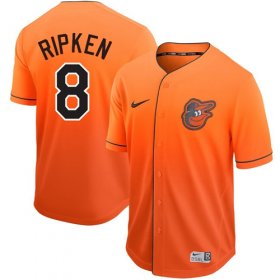 Wholesale Cheap Nike Orioles #8 Cal Ripken Orange Fade Authentic Stitched MLB Jersey