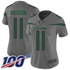 Wholesale Cheap Nike Jets #11 Robby Anderson Gray Women\'s Stitched NFL Limited Inverted Legend 100th Season Jersey