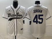 Wholesale Cheap Men's Chicago White Sox #45 Michael Jordan White Cool Base Stitched Baseball Jersey1