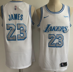 Wholesale Cheap Men\'s Los Angeles Lakers #23 LeBron James White NEW 2021 Nike Wish City Edition Stitched Jersey