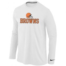 Wholesale Cheap Nike Cleveland Browns Authentic Logo Long Sleeve T-Shirt White