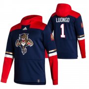 Wholesale Cheap Florida Panthers #1 Roberto Luongo Adidas Reverse Retro Pullover Hoodie Navy