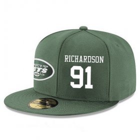 Wholesale Cheap New York Jets #91 Sheldon Richardson Snapback Cap NFL Player Green with White Number Stitched Hat