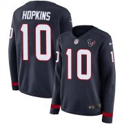 Wholesale Cheap Nike Texans #10 DeAndre Hopkins Navy Blue Team Color Women's Stitched NFL Limited Therma Long Sleeve Jersey