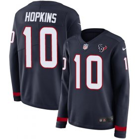 Wholesale Cheap Nike Texans #10 DeAndre Hopkins Navy Blue Team Color Women\'s Stitched NFL Limited Therma Long Sleeve Jersey