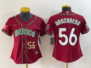 Wholesale Cheap Women's Mexico Baseball #56 Randy Arozarena Number 2023 Red World Classic Stitched Jersey 3